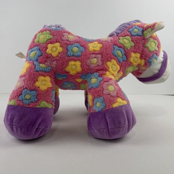 Dan Dee Collectors Choice Plush Horse 14" Pink Floral Pattern Purple Hooves Soft - Picture 4 of 11